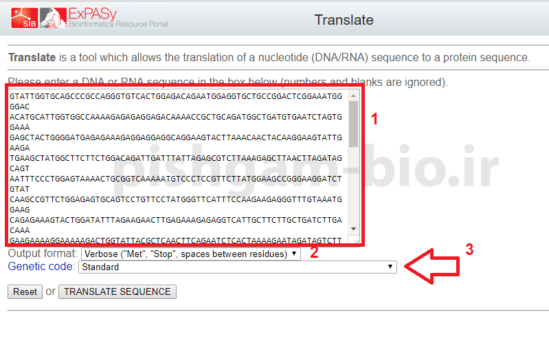 آموزش سایت Expasy: نرم افزار Translate برای شناسایی و کشف چارچوب خواندن باز (ORF) در توالی DNA و RNA
